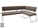 Eckbank >Muvo I< in Braun aus Rindsleder - 200x86x60cm (BxHxT)