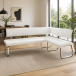Eckbank >Muvo I< in Weiß aus Rindsleder - 200x86x60cm (BxHxT)