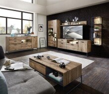 Vitrine >Manhattan< in Haveleiche Cognac - 79x196x38cm (BxHxT)