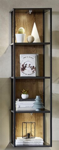 Wandregal >Manhattan< in Haveleiche Cognac aus MDF - 35x128x28cm (BxHxT)