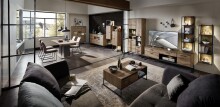 Wandregal >Manhattan< in Haveleiche Cognac aus MDF...