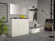 Wandgarderobe >Pianura< in Weiß/Hochglanz - 80x115x27.6cm (BxHxT)