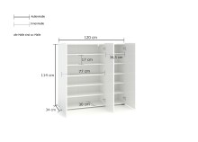Schuhschrank >Glossy< in Weiß Hochglanz - 120x115x34cm (BxHxT)
