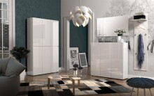 Schuhschrank >Glossy< in Weiß Hochglanz - 120x115x34cm (BxHxT)