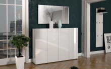 Schuhschrank >Glossy< in Weiß Hochglanz - 160x115x34cm (BxHxT)