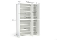 Schuhschrank >Glossy< in Weiß Hochglanz - 120x200x34cm (BxHxT)