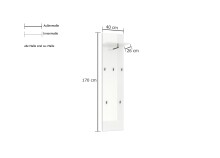 Wandgarderobe >Glossy< in Weiß Hochglanz - 40x170x27.6cm (BxHxT)
