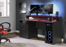 Schreibtisch >Tamas< in Schwarz/matt - 160x91x72cm (BxHxT)
