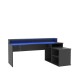 Schreibtisch >Tamas< in Schwarz/matt - 200x91x125,5cm (BxHxT)