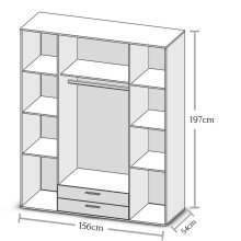 Kleiderschrank >Cilli< in Old Style - 159x197x54cm (BxHxT)