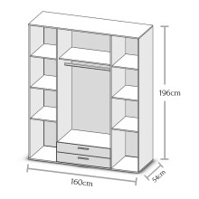 Kleiderschrank >Karl< in Weiß / Spiegel - 159x196x54cm (BxHxT)
