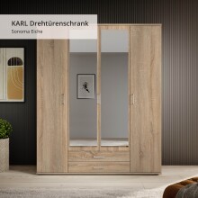 Kleiderschrank >Karl< in Eiche Sonoma -...