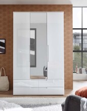 Kleiderschrank >Suzette< in Weiß - 126x208x57 (BxHxT)