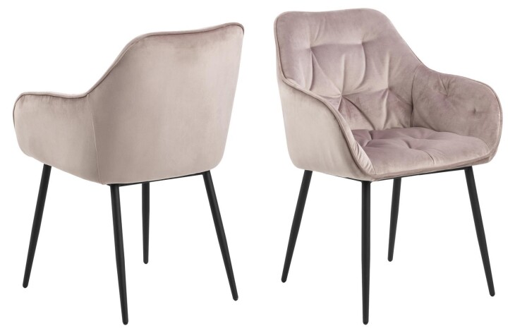 Armlehnstuhl >Brooke< (2er-Set) in Dusty Rose aus Metall,Stoff - 58x83x55cm (BxHxT)