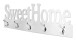 Garderobenhaken >Sweet Home< in weiß-chrom aus MDF - 74x28x7cm (BxHxT)
