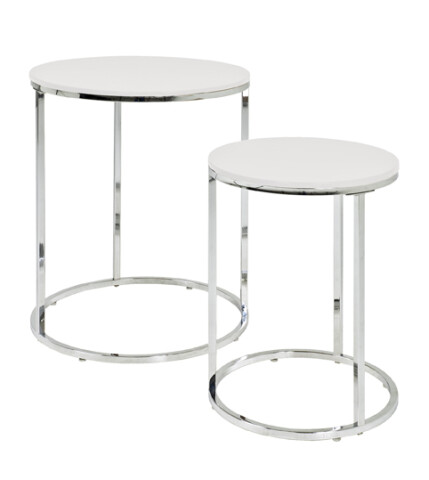 Beistelltisch >Merlin< in chrom-weiß aus Stahl, MDF - 40/50cm (H)