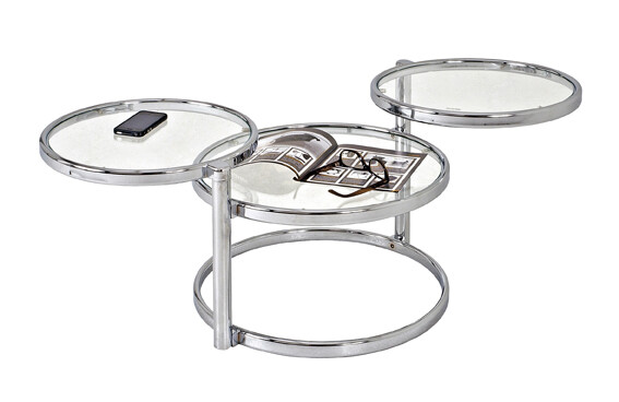 Couchtisch >Ottawa< in Chrom aus Stahl, Glas - 58x43x50cm (BxHxT)