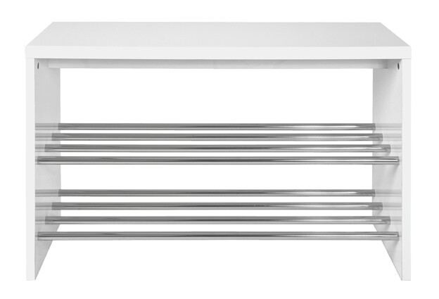 Sitzbank >Martin< in weiß-chrom aus MDF, Stahl - 81x55x30cm (BxHxT)