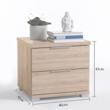 Nachtkommode >Nelli< in Eiche Sonoma Nachbildung - 46x43x42cm (BxHxT)