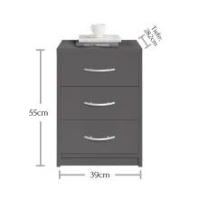 Nachtkommode >Bettine< in Graphit - 39x54x28cm (BxHxT)