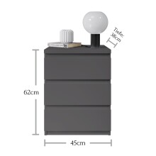 Nachtkommode >Olli< in Graphit - 45x61x38cm (BxHxT)