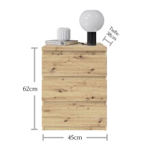 Nachtkommode >Olli< in Artisan Eiche Nachbildung - 45x61x38cm (BxHxT)
