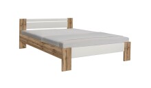 Bett >Vega< in Wildeiche Nachbildung / Weiß -...
