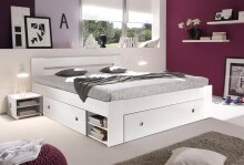 Stauraumbett >Robina< in Weiß - 145x86x204cm...