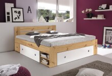 Stauraumbett >Robina< in Artisan Eiche Nachbildung / Weiß - 145x86x204cm (BxHxT)
