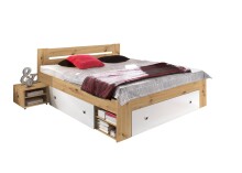 Stauraumbett >Robina< in Artisan Eiche Nachbildung / Weiß - 185x86x204cm (BxHxT)