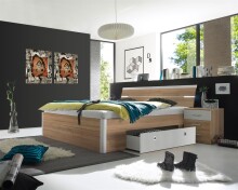 Bettanlage >Isobel< in Eiche Sonoma Nachbildung /...