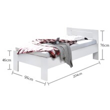 Futonbett >Saturn< in Weiß - 95x76x204cm (BxHxT)