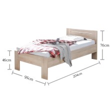 Futonbett >Saturn< in Eiche Sonoma Nachbildug - 95x76x204cm (BxHxT)