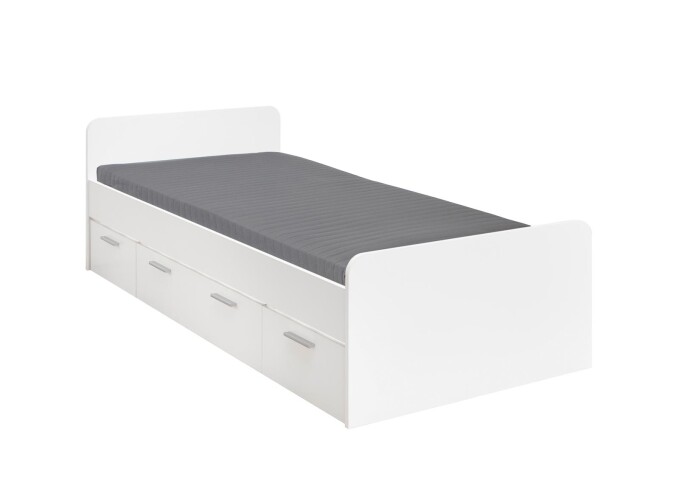Bettgestell >Christian< in Weiß - 95,1x65,5x204cm (BxHxT)