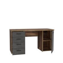 Schreibtisch >Balu< Old Wood / Betonoptik Dunkelgrau - 145x76,3x60cm (B/H/T)