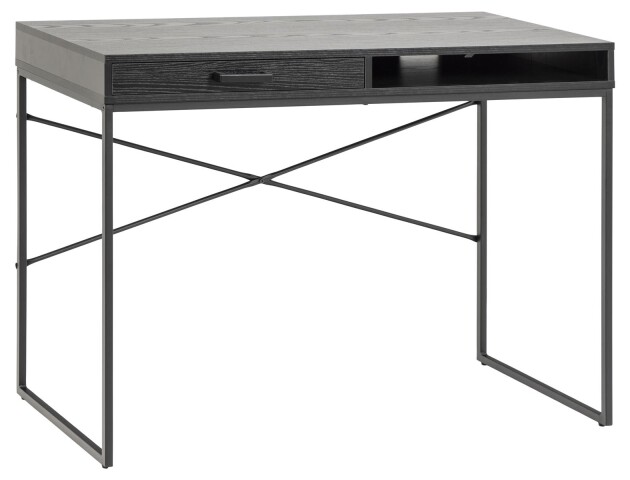 Schreibtisch >Carney< in Esche Schwarz aus Metall - 110x75x45cm (BxHxT)