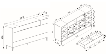 Sideboard >Nola< in Artisan Eiche - 180x90x42cm (BxHxT)