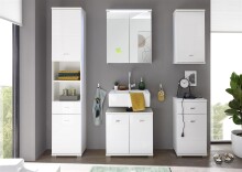 Hochschrank >Peter< in Weiß aus MDF - 38x190x30cm (BxHxT)