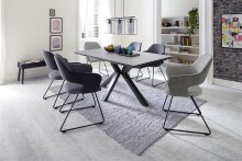 Esstisch >NAGANO< in hellgrau aus Glas-Keramik - 160x76x90cm (BxHxT)