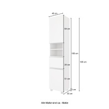 Hochschrank >Arezzo< in Eiche Rauchsilber Nachbildung - 40x180x35cm (BxHxT)