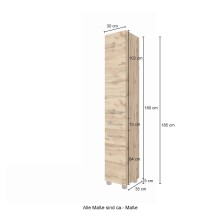 Hochschrank >Livorno< in Wotan-Eiche - 30x180x35cm (BxHxT)