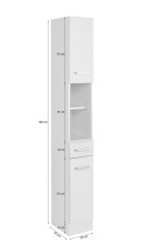 Hochschrank >Riga< in Weiß-Matt - 25x190x35cm (BxHxT)
