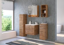 Spiegelschrank >Livorno< in Wotan-Eiche - 60x64x20cm (BxHxT)