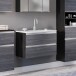 Waschtisch-Set >Arezzo< in Eiche Rauchsilber Nachbildung - 80x56x47cm (BxHxT)