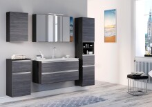 Badezimmer-Set >Arezzo< in Eiche Rauchsilber Nachbildung, Graphit