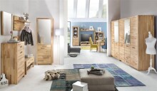 Garderobenpaneel >Leduc< in Kernbuche aus Massivholz - 100x105x30cm (BxHxT)