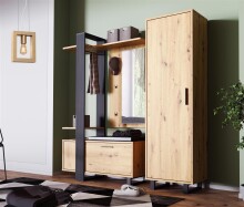 Kompaktgarderobe >Marousi< in Artisan Eiche - 119,8x198,2x43cm (BxHxT)