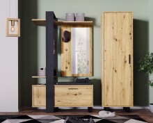 Kompaktgarderobe >Marousi< in Artisan Eiche - 119,8x198,2x43cm (BxHxT)