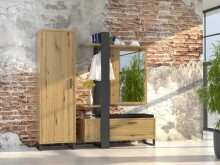 Kompaktgarderobe >Marousi< in Artisan Eiche - 119,8x198,2x43cm (BxHxT)
