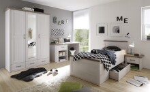 Bettgestell >Lebbie< in Pinie Weiß - 96x90x205cm (BxHxT)